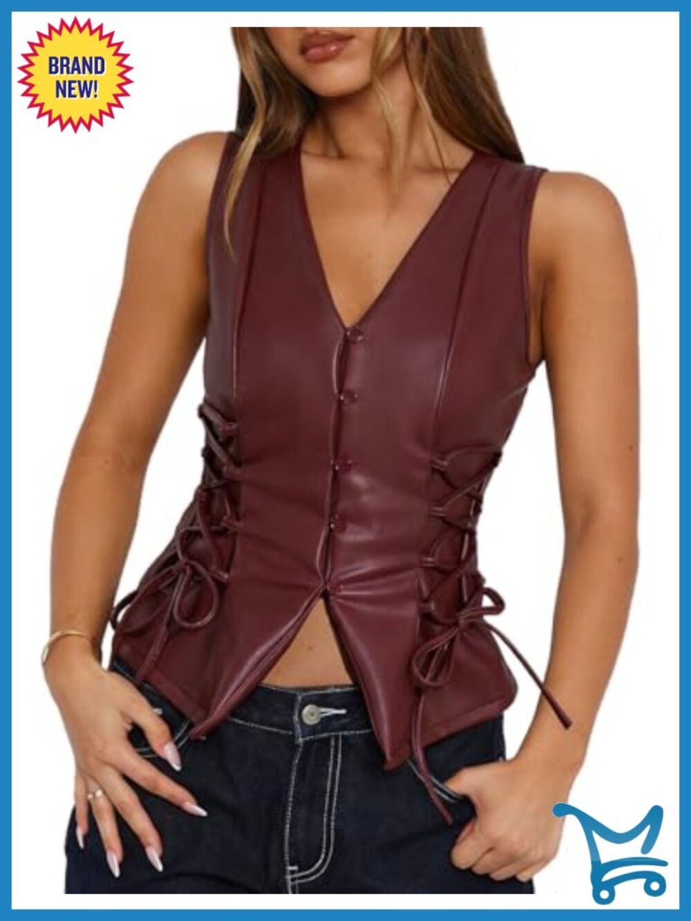 Faux Leather Halter Corset Tank Top Women Sexy Y2K Club Concert Rave